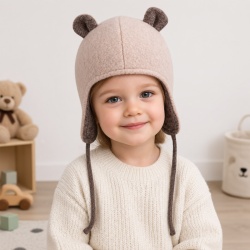 Căciulă pentru copii din lână fleece premium,Culoare Pink