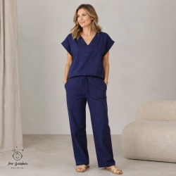Compleu de Damă din In Premium Per Bambini – Eleganță Lejeră și Confort Absolut în Nuanța Bleomarin