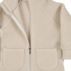 Detaliu jacheta copii din lana fleece culoare ivory brand Per Bambini