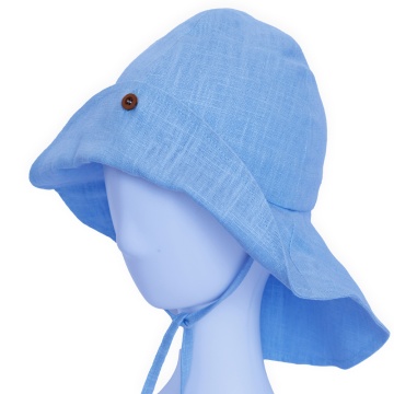 Palarie din in cu protectie pentru umeri din in culoare blue