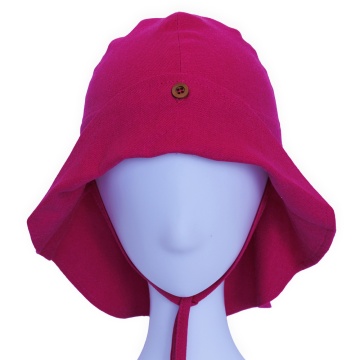 Palarie din in cu protectie pentru umeri din in culoare fucsia