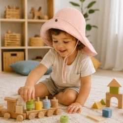 Palarie din Muselină pentru Copii (100% Bumbac) – Culoare Pink ,Per Bambini