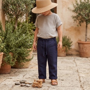 Pantalon din in pentru copii,Culoare Bleumarin