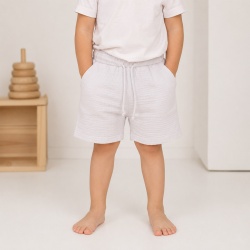 Pantalon Scurt Muselina Bumbac Organic, Culoare Alb