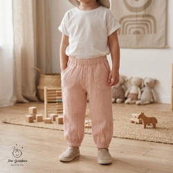 Pantaloni din Muselină pentru Copii ,Culoare Pink