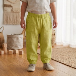 Pantaloni din Muselină pentru Copii ,Culoare Verde Praz