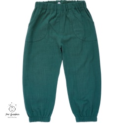 Pantaloni din panza de bumbac culoare verde kaki,cu buzunare frontale,croiala lejera.