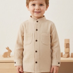 Cămașă din Muselină din Bumbac 100% pentru Copii,Culoare Beige