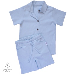 Compleu din in pentru copii,Culoare Blue - Img 2