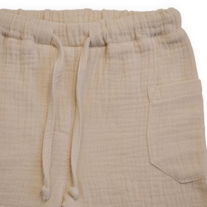 Compleu din Muselină pentru Copii, 100% Bumbac, Culoare Beige - Img 4