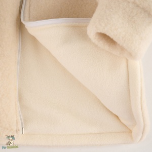 Jacheta din lana merino fleece,Culoare Ivory - Img 2