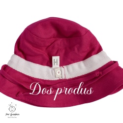 Detaliu Pălărie de soare din in fucsia pentru copii și bebeluși Per Bambini
