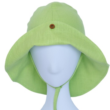 Palarie din in cu protectie pentru umeri din in culoare verde fistic