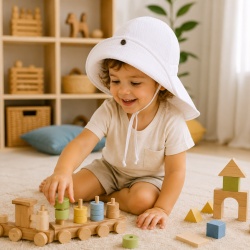 Palarie din Muselină pentru Copii (100% Bumbac) – Culoare Alb ,Per Bambini