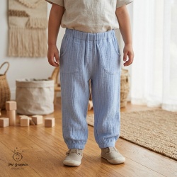 Pantaloni din Muselină pentru Copii ,Culoare Blue