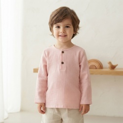 Bluză copii din muselină din bumbac 100% Per Bambini, Culoare Pink