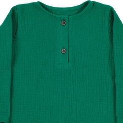 Bluză copii din muselină din bumbac 100% Per Bambini, Culoare Verde - Img 3