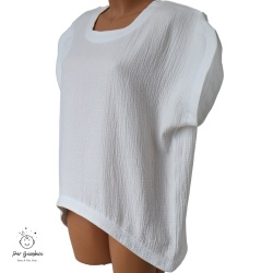 Bluza de dama din muselina,culoare alba,maneci scurte
