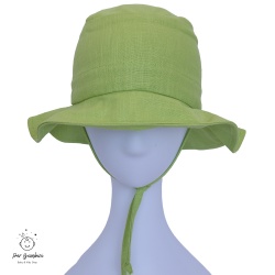 Palarie copii din in prespalat,Culoare Verde Kivi