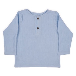 Bluză copii din muselină din bumbac 100% Per Bambini, Culoare Blue - Img 2