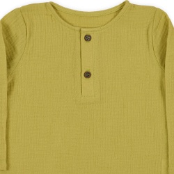 Bluză copii din muselină din bumbac 100% Per Bambini, Culoare Verde Praz - Img 3