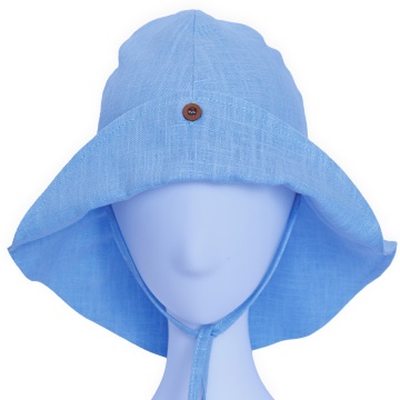 Palarie din in cu protectie pentru umeri din in culoare blue