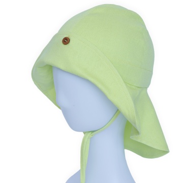 Palarie din in cu protectie pentru umeri din in culoare verde prazuliu