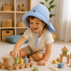 Palarie din Muselină pentru Copii (100% Bumbac) – Culoare Blue ,Per Bambini