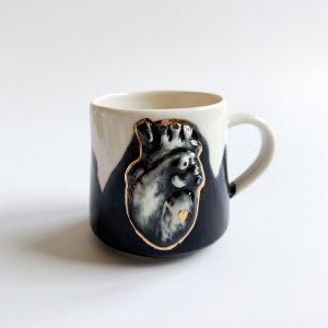 Cana "Inima" – Negru, 300 ml - Img 1
