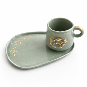 Set Cana Cuib si Farfurie Ou - Verde