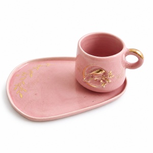 Set Cana Cuib si Farfurie Ou - Roz