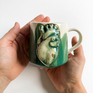 Cana "Inima" – Verde, 300 ml - Img 2