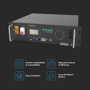 Acumulator V-TAC 5.12kWh, Montaj in Rack, IP20, 51.2V, 6000 Cicluri - Img 3