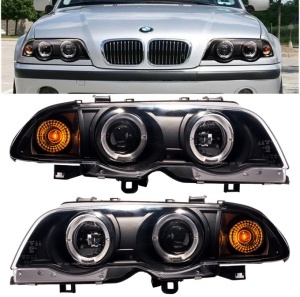 Faruri BMW E46 NFL Angel Eyes negru - Img 1