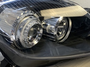 Faruri Opel Astra H GTC Twintop Angel Eyes look negru cu lupa - Img 3