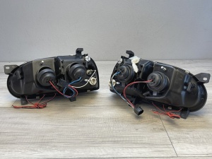 Faruri VW Golf 3 Angel Eyes look negru cu lupa - Img 5