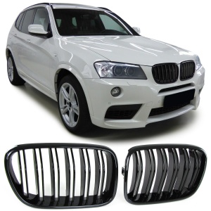 Grila dubla BMW F25 X3 (2010 - 2014) M-LOOK negru lucios - Img 2