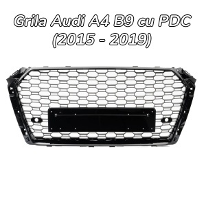 Grila fara emblema Audi A4 B9 (2015 - 2019) negru lucios PDC