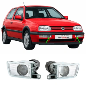 Set proiectoare ceata cu lupa VW Golf 3, Vento alb