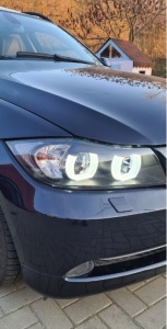 Faruri BMW E90 E91 NFL Xenon 3D Angel Eyes negru - Img 6