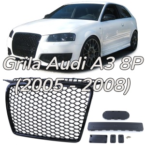 Grila Audi A3 8P (2005 - 2008) RS Style negru lucios