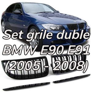 Grila dubla BMW E90 E91 NFL M-LOOK negru lucios
