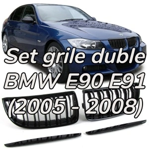 Grila dubla BMW E90 E91 NFL M-LOOK negru lucios