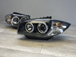 Set faruri BMW E81, E82, E87, E88 Angel Eyes negru - Img 3