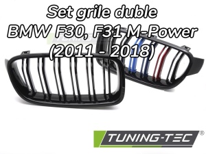 Grila dubla BMW F30 F31 M-Power negru lucios