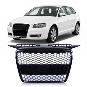Grila fara emblema Audi A3 8P 'RS Style' negru lucios (2005 - 2008)