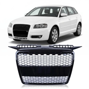 Grila fara emblema Audi A3 8P 'RS Style' negru lucios (2005 - 2008)