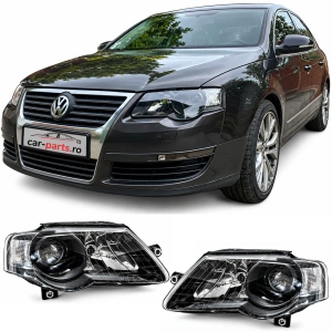 Set faruri VW Passat B6 3C look negru cu lupa