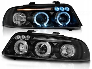 Faruri Audi A4 B5 ANGEL EYES (1999 - 2000) look negru cu lupa