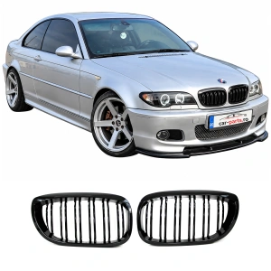 Grila dubla BMW E46 coupe cabrio FL M-LOOK negru lucios
